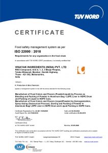 ISO 22000 2018 Vinayak Ingredients India Private Limited Fruits Vegetable Powder Manufacturer