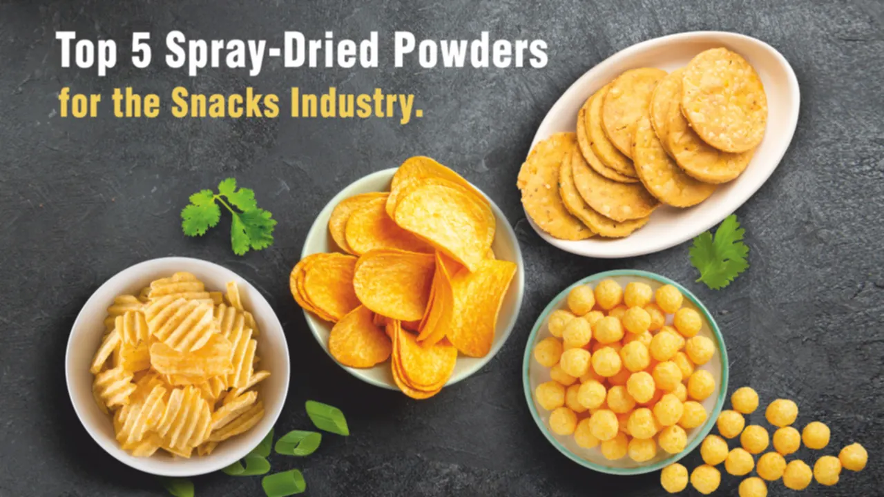 Spray-dried powders used in the snacks industry for enhancing flavor and nutrition