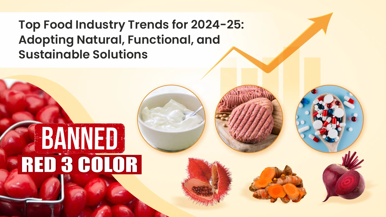 Natural food colours, plant-based foods, and sustainable clean-label trends for 2024–25 by Vinayak Ingredients.